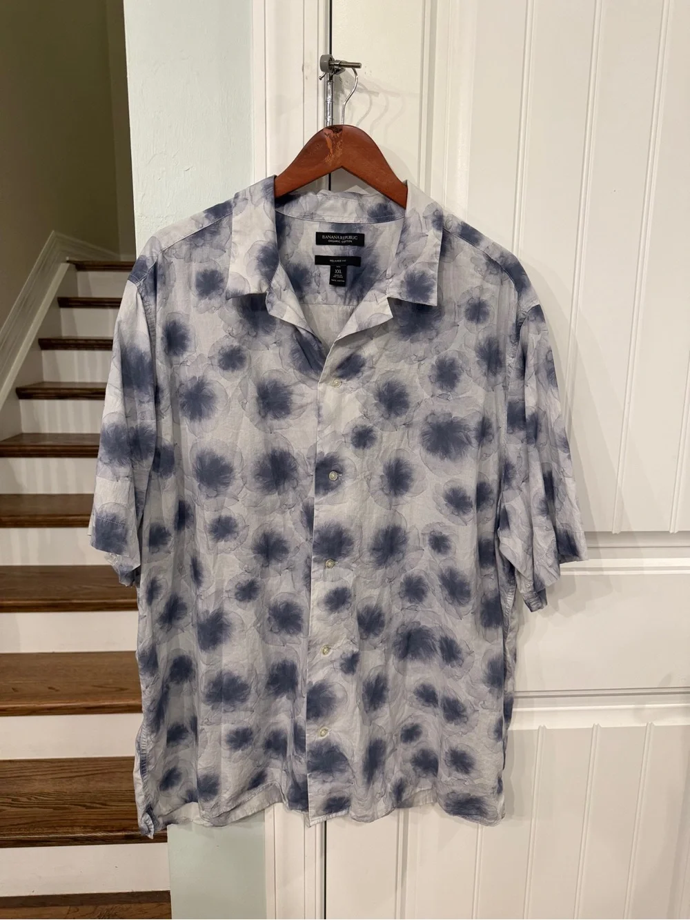 Banana Republic XXL Tall Organic Cotton Floral Print Camp Collar Shirt